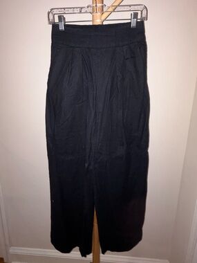 Abercrombie & Fitch black wide leg linen pants